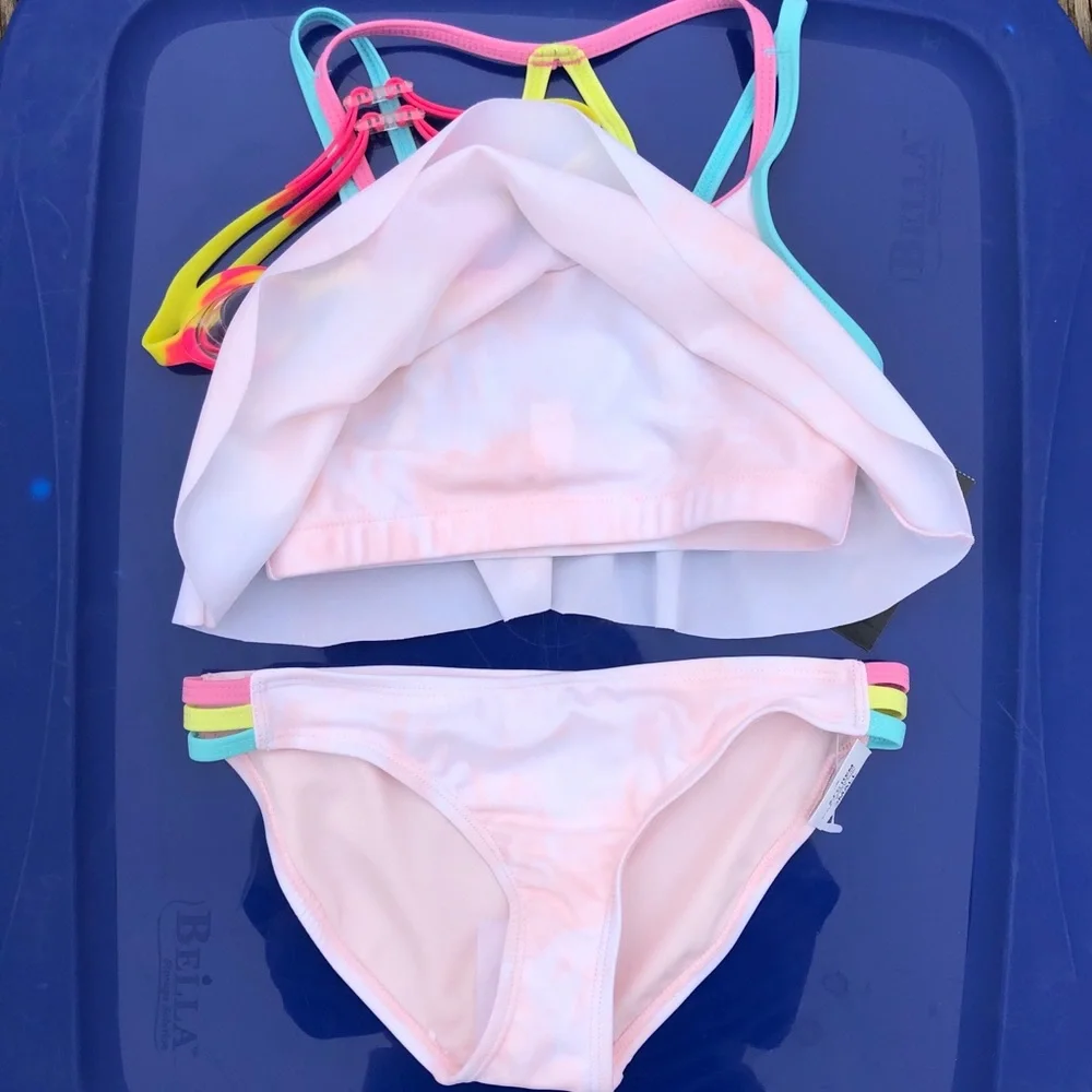 - Ideology S Girls Pink Tie Dye Flounce Bikini! NEW!